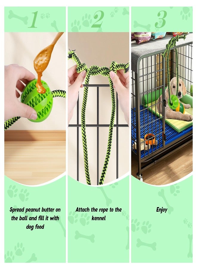 MVSSP Engaging Chew Toys for Dogs - Puppy Crate Training Aids, Puzzle Treat Dispenser with Rope Ball for Reducing Stress and Anxiety, Compatible with Peanut Butter Treats (Green) - Image 3